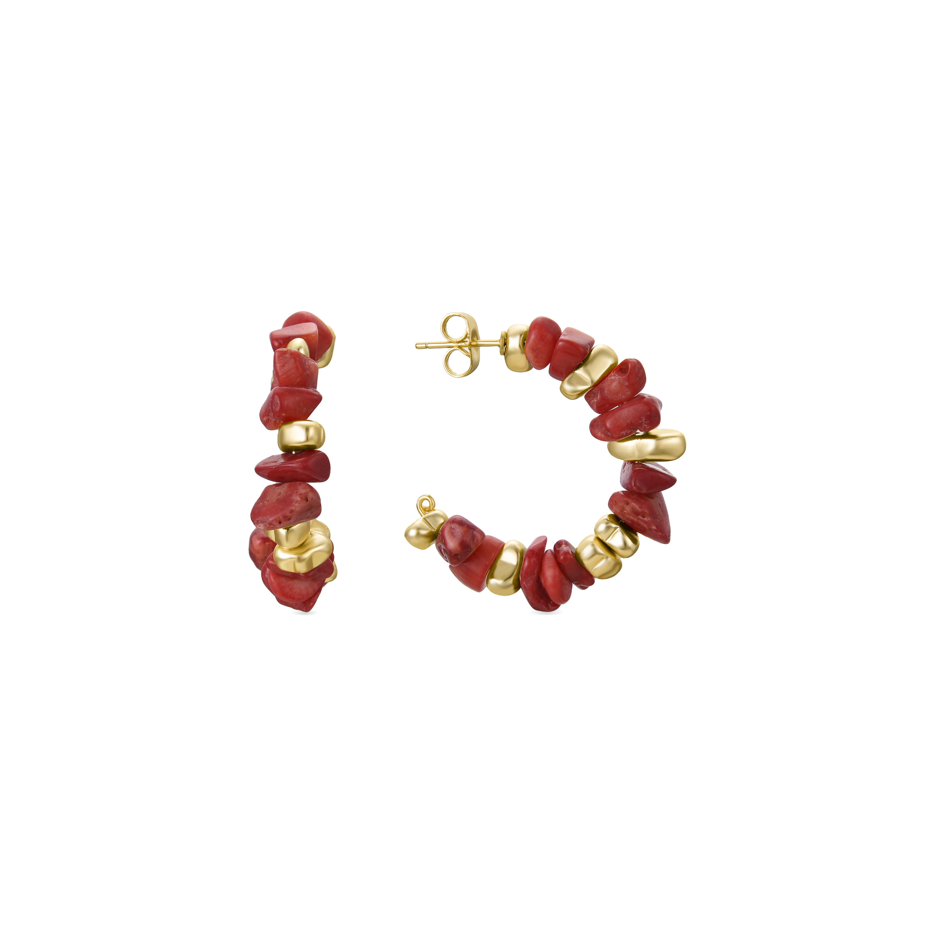 Luxenter Korallenohrringe aus 18K Gelbgold - Elthy Image