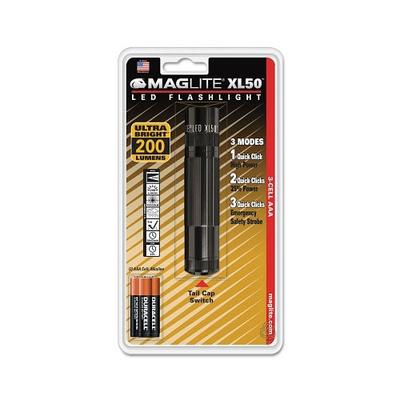 Maglite XL50 LED Flashlight, 3 AAA, 200 Lumens, Black (459-XL50-S3016) Each Maglite®