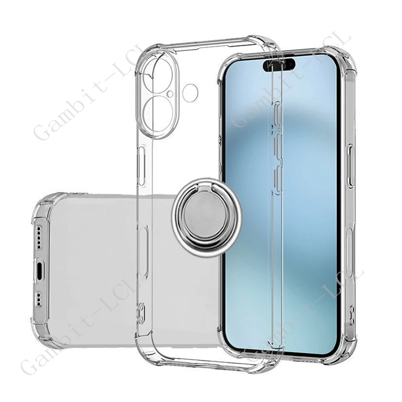 Pour IPhone 16 16e 11 12 13 14 15 Pro Xs Max 15 Plus 12 Mini XR SE support de bague arrière coque de téléphone Smartphone couverture souple en TPU