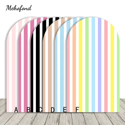 Mehofond Baby Shower Stripe Arch Wall Photography Backdrop Kids Birthday Party Black White
