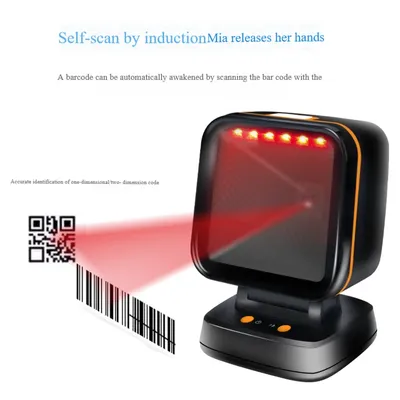 2D Omnidirectional Barcode Scanner QR Code Desktop Barcode Reader for Supermarket Auto Sense Data