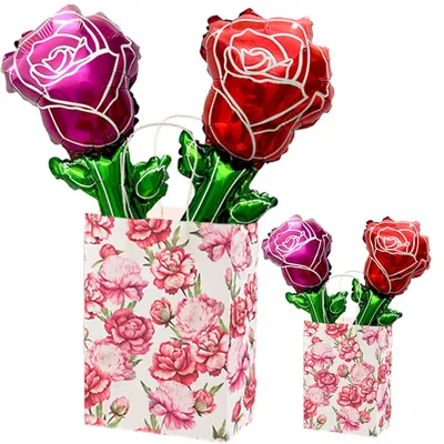 10/20/30pcs Mother's Day Gift Bag Pink Carnation Happy Mother's Day Gift Bag and Rose Foil Balloon