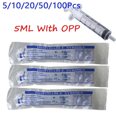 No needle! 5 10 20 50 100Pcs Reusable 5ML Hydroponics Plastic Nutrient Health Measuring Nutrient Syringe Tools Sampler syringe
