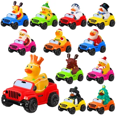 24 Pcs Christmas Jeep Ducks Rubber Ducks, 3.5 Inch Jeep Ducks for Ducking, Jeeps Suitable for 2 Inch