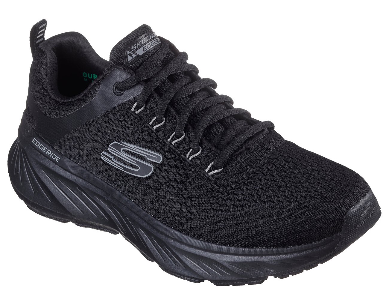Sneaker SKECHERS "EDGERIDE", Herren, Gr. 40, schwarz (schwarz, schwarz), Textil, Schuhe, Freizeitschuh, Trainingsschuh, Schnürschuh mit RELAXED FIT™