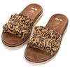 Pantolette ARA "KIENT", Damen, Gr. 42, braun (leo), Veloursleder, animal-print, casual, Schuhe, Slides, Flats, Sandale mit geraffter Bandage