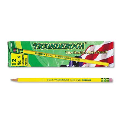 Dixon Ticonderoga 13884 Pencils, 2H (#4), Black Lead, Yellow Barrel, Dozen - 1 Dozen