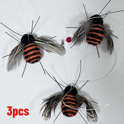 TEMU 3pcs Cat Toy Replacement, Interactive Wand And Fishing Rod Accessories, Artificial Feather- Fiber Material, Providing Entertainment For Cats Indoors Without The Need For Batteries Image