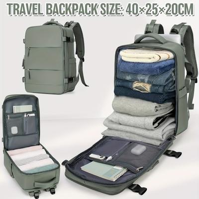 TEMU Airplane Approved Backpack For Men And Women, Large Capacity Backpack With Shoe Compartment And Pull Rod Cover, Travel Backpack For Business Travel And Leisure Vacation, Student Campus Backpack Image