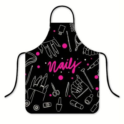 TEMU 1pc 60*80cm/23.62* Inches Fun Nail Polish Pattern, Kitchen And Baking Accessories, Cooking Apron Image