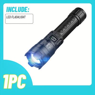 TEMU 1pc Bright Handheld Led Flashlight - Usb Rechargeable, , 3 Lighting , Battery Level Display, The For Emergency Lighting At Night Image
