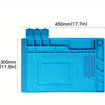 TEMU High-density Silicone Electronics Soldering Mat - Heat Resistant, Anti-corrosion With Magnetic Positioning, Ideal For Phone & Computer Repairs | , Non-slip, Easy To Clean Image