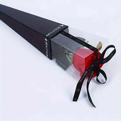 "TEMU 10pcs Elegant Pvc Folding Bouquet Gift Boxes For Valentine's & Day - Diy Rose Single Stem Packaging With "beautylun" Design, Ideal For Small Businesses & Unique Gifts, Valentines Decorations" Image