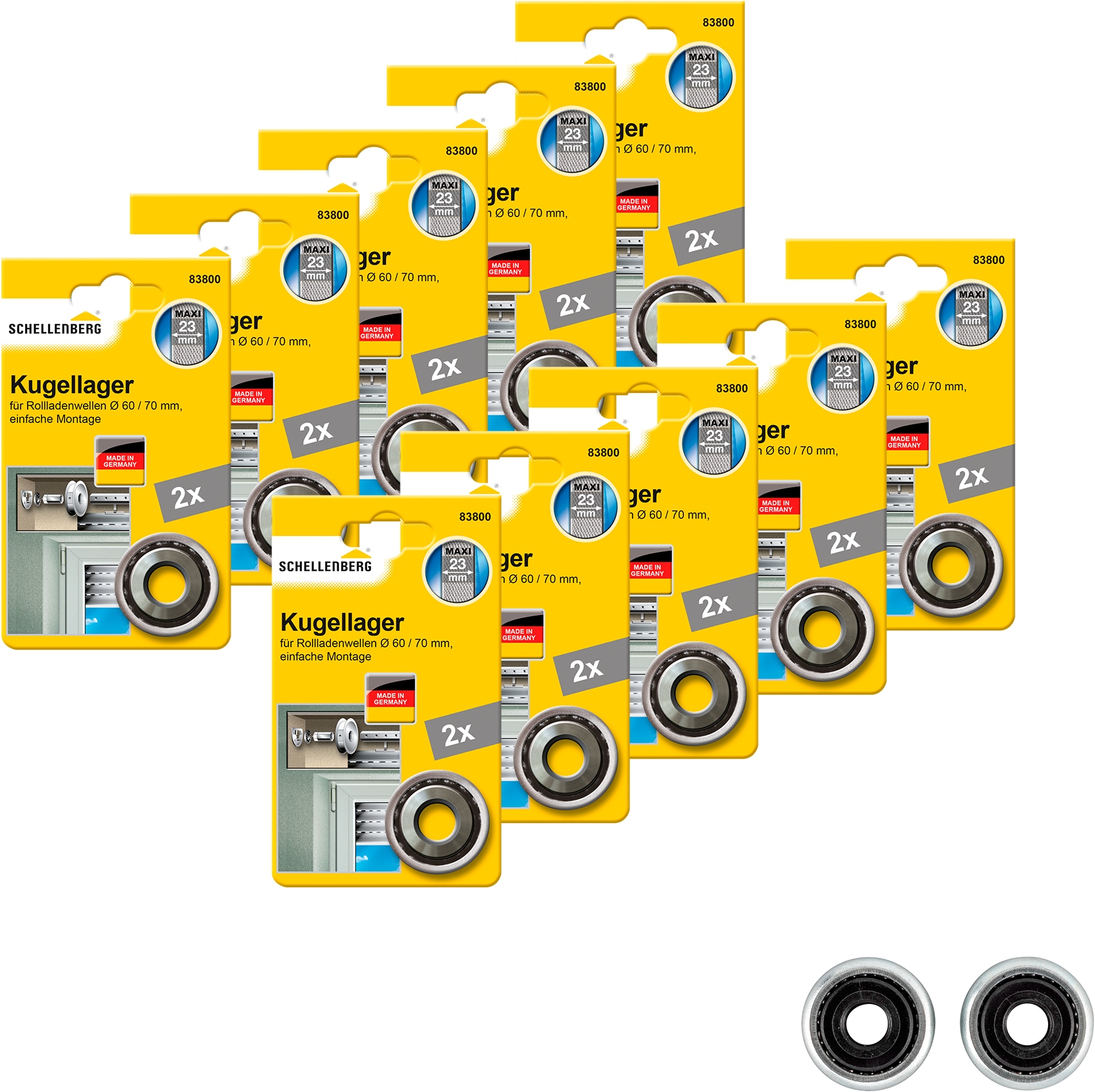 Kugellager SCHELLENBERG "Maxi, für Achtkantwellen mit 60 mm Durchmesser", silber, 20 Stk., Stahl, Wälzlager, unterstützt die Leichtgängigkeit eines Rollladens