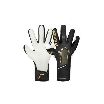 Torwarthandschuhe REUSCH "Fastgrip Gold", Damen, Gr. 10, gold (goldfarben, schwarz), 39% Polyester, 7% Polyurethan, 2% Polyamid, 52% Elastodien, mehrfarbig, sportlich, Handschuhe, mit Hybrid Negative Cut