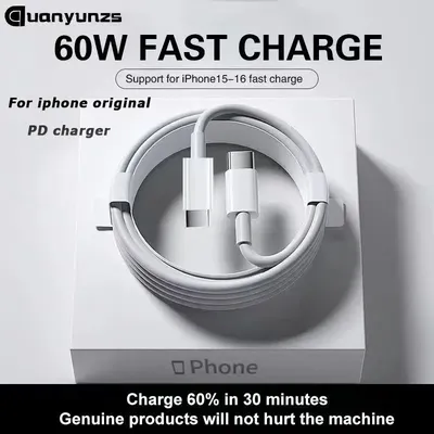 Original 30W 60W USB C to C Cable For Apple USB C to Lightning Cable for iPhone 15 16 14 13 12 11 Pro Max 7 8 Plus XS XR Cable