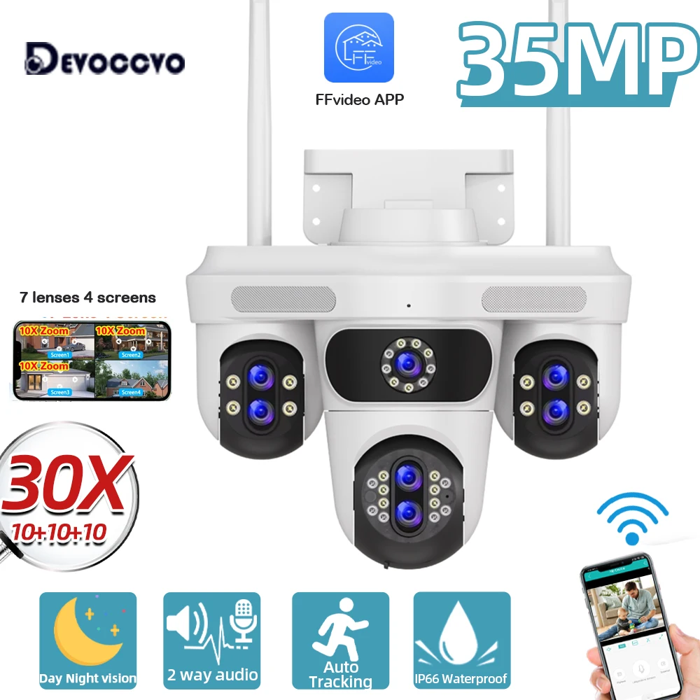7 Objektiv 4 Bildschirme PTZ IP Kamera 35 MP Outdoor 4K Wireless WiFi Sicherheit Kamera 10X Zoom Auto Tracking CCTV Video Kamera Wasserdicht Image