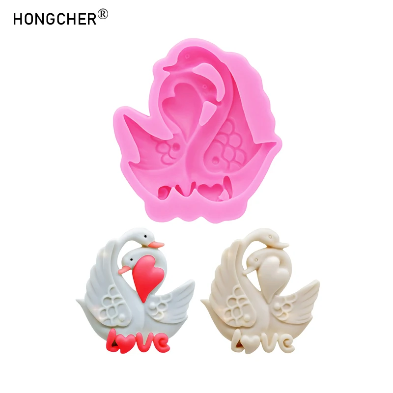 Liebe Paar Schwan DIY Flipping Candy Silikon Form Schokolade Eiswürfel Gelee Fondant Kuchen Dekoration Backformen Image