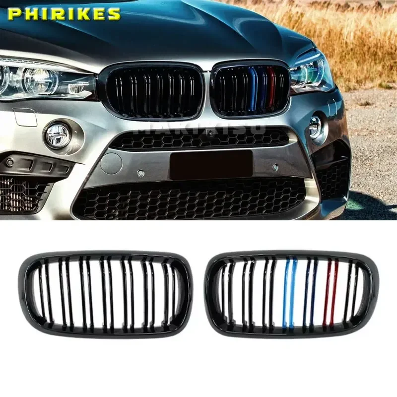 Glänzend schwarzer vorderer Nieren-Sportgrill, einzelne Lamellen, für BMW X5 F15 X6 F16 X5M F85 Mesh, Ersatz für Renngrills Image