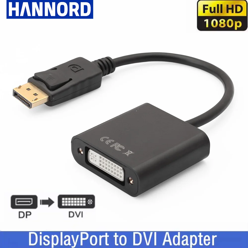DisplayPort zu DVI Kabel Adapter DP zu DVI 24 + 5 Konverter Stecker auf Buchse HD 1080p Adapter für PC Laptop HDTV Monitor Projektor Image