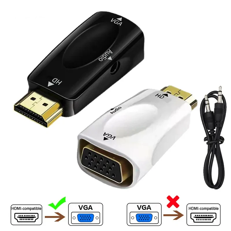 HDTV Zu VGA Konverter Adapter Audio Kabel Konvertieren Full HD 1080P Famale Zu VGA Stecker Für Laptop TV Box computer Display Projektor Image