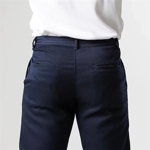 Herren Leinenhosen Hose Chinos Sommerhose Tasche Einfach Komfort Atmungsaktiv Urlaub Täglich Ferien Einfach Lässig Dunkelbraun Schwarz Image