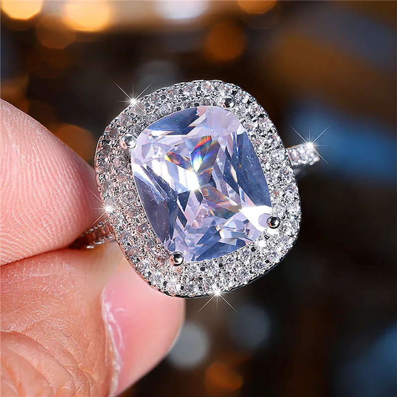 Luxus weibliche große Zirkon Stein Verlobung sring trend ige Silber Farbe Braut Hochzeit Schmuck Geschenk für Frauen Image