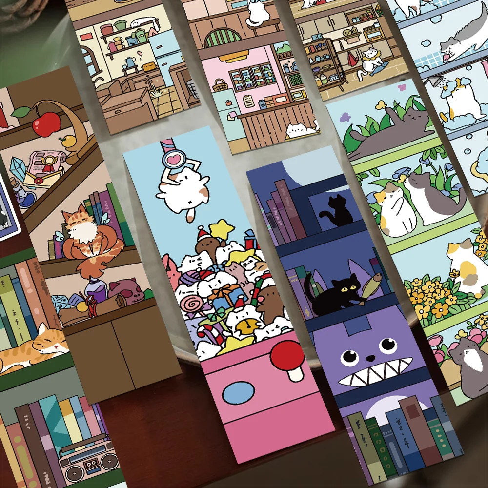 30 stücke katze schrank lesezeichen cartoon tier dekoration student lesen bücher etikettierung karten büro liefert DIY Image