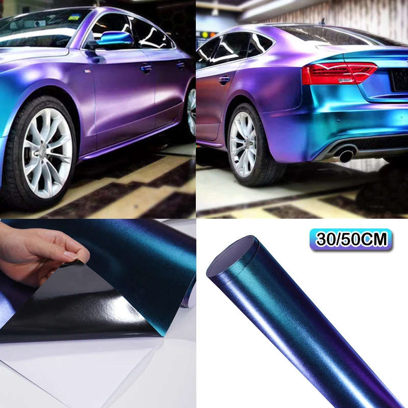 30/50CM PET Matte Diamant Lila Blau Film Vinyl Wasserdicht Blase-freies Selbst-klebe Film Auto zubehör Für Audi a3/a6/a4 Image