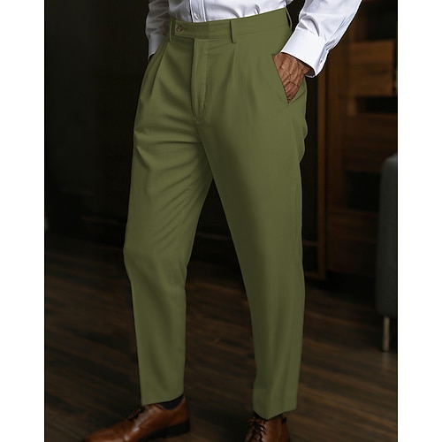 Herren Abschlußfeier Leinenhosen Hose Sommerhose Strandhose Tasche Einfach Komfort Atmungsaktiv Urlaub Täglich Ferien Hawaiianisch Boho Kurkuma Schwarz Image