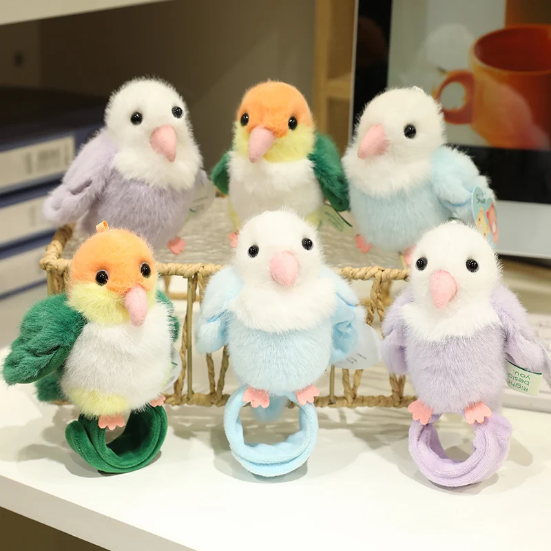 Entzückendes Papageien-Klatschenspielzeug, flauschiger Schlüsselanhänger, Schlüsselanhänger, Zubehör für Rucksäcke, Geburtstags- und Weihnachtsgeschenk für Kinder oder Freunde Image
