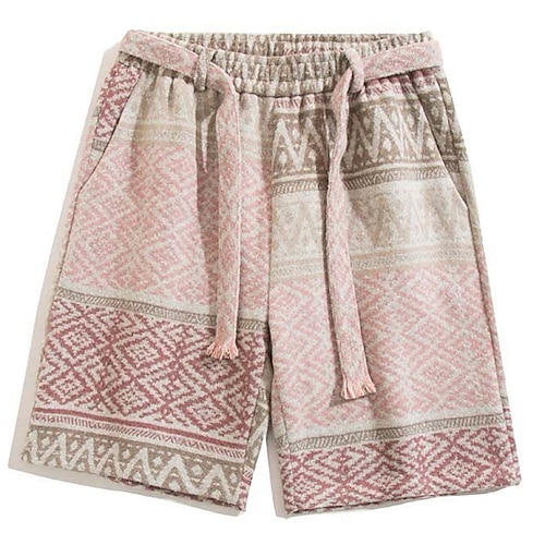 Herren Shorts Sommershorts Freizeitshorts Tasche Kordelzug Elastischer Bund marokkanisch zufällig Komfort Atmungsaktiv Kurz Outdoor Urlaub Sport Lässig Rosa Rote Image
