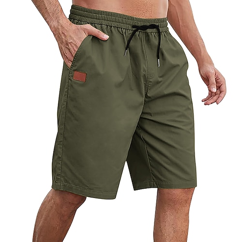 Herren Cargo-Shorts Shorts Sommershorts Arbeitsshorts Kordelzug Elastischer Bund Einfach Komfort tragbar Knielang Outdoor Sport Täglich Mode Lässig Schwarz Weiß Image