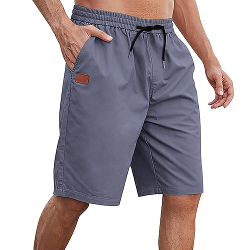 Herren Cargo-Shorts Shorts Sommershorts Arbeitsshorts Kordelzug Elastischer Bund Einfach Komfort tragbar Knielang Outdoor Sport Täglich Mode Lässig Schwarz Weiß Image