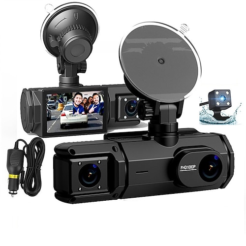 1080p Full HD WLAN Auto-Dashcam 3-Kanal-Aufnahme vorne links rechts hinten Nachtsicht Loop-Aufnahme 24-Stunden-Parkmonitor Image