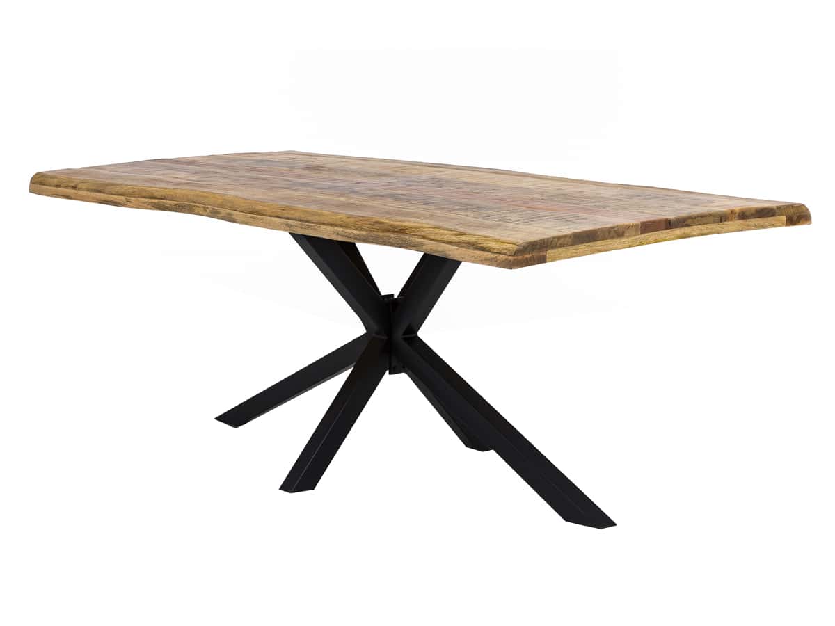MiaMöbel Esstisch 'Vanaja' 160x90 cm, Mango/Antikschwarz Massivholz, Metall Mango Modern