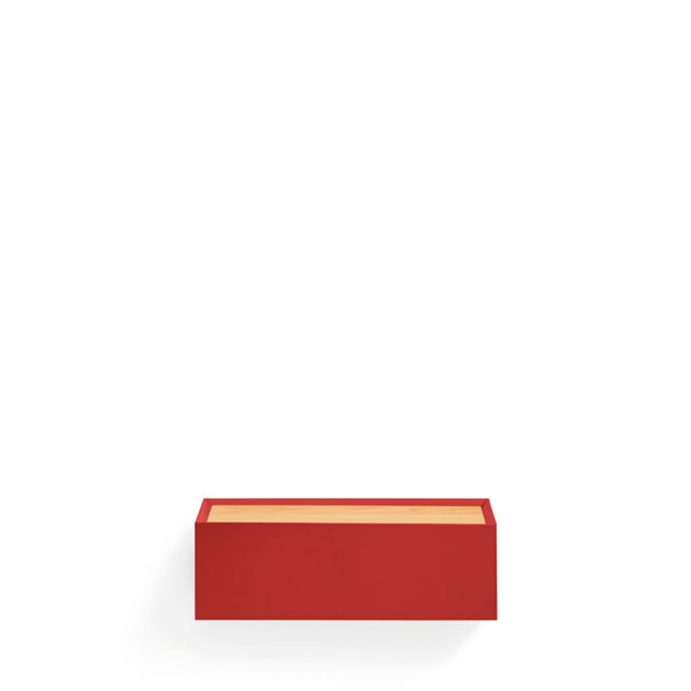 Table de chevet 1 tiroir murale en bois - Rouge