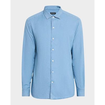Cotton And Linen Denim Casual Button-Down Shirt