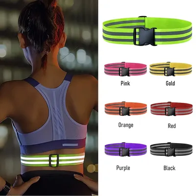 Unisex Adjustable Reflective Waistband High Visible Night Safety Gear Elastic Waist Arm Belts For