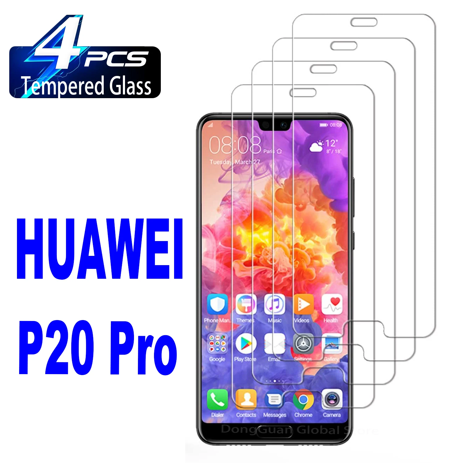 9H Tempered Glass Film For Huawei P20 Pro 2/4PCS HD Screen Protector Glass
