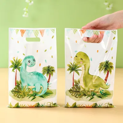 10/25/50pcsHanging Dinosaur Gift Bags Chocolate Candy Cookie Packaging Bag Jungle Dinosaur Happy
