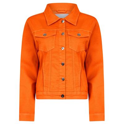 Coats / Jackets Feather Women's Stretch Cotton Denim Jacket in Celosia Orange - Amara Reya / 18 - Tokyo Laundry