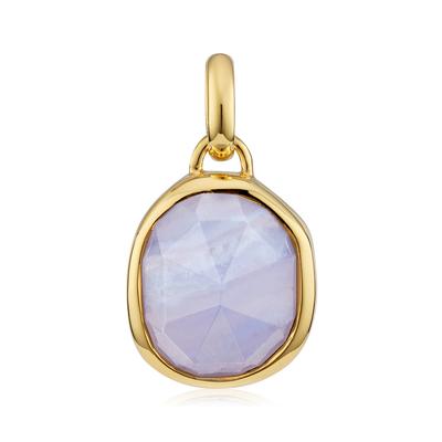 Gold Siren Bezel Gemstone Pendant Blue Lace Agate
