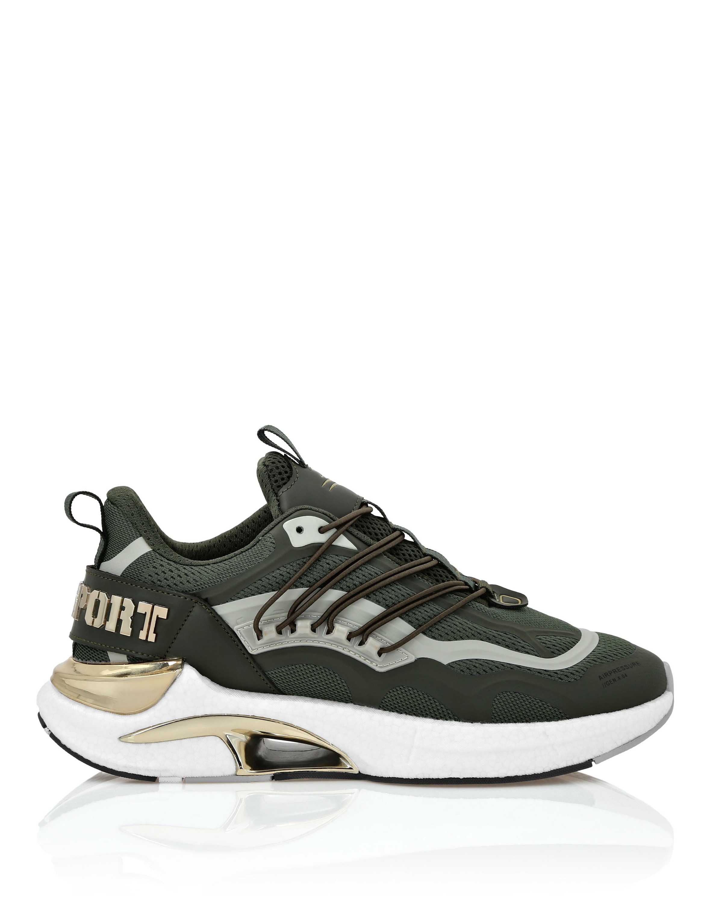 Sneaker PLEIN SPORT "Air Pressure //Gen.x.4", Damen, Gr. 37, Normalschaft, gold (6593, military, lightgold), Schuhe Sneaker