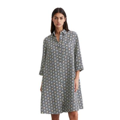 Midikleid MARC O'POLO "mit Print-Muster", Damen, Gr. 40, Normalgrößen, multi, weiß cotton, Obermaterial: 100% Leinen; Futter: 100% Nicht verfügbar, bedruckt, relaxed fit knielang, 3/4-Ärmel Manschette, Kleider Image