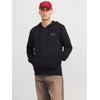 Kapuzensweatjacke JACK & JONES "JJECORP LOGO SWEAT ZIP HOOD", Herren, Gr. XXL, schwarz (schwarz detail:small print, schwarz), angeraute Sweatware, Obermaterial: 70% Baumwolle, 30% Polyester, unifarben, modisch, regular fit, Langarm Rippbündchen,...