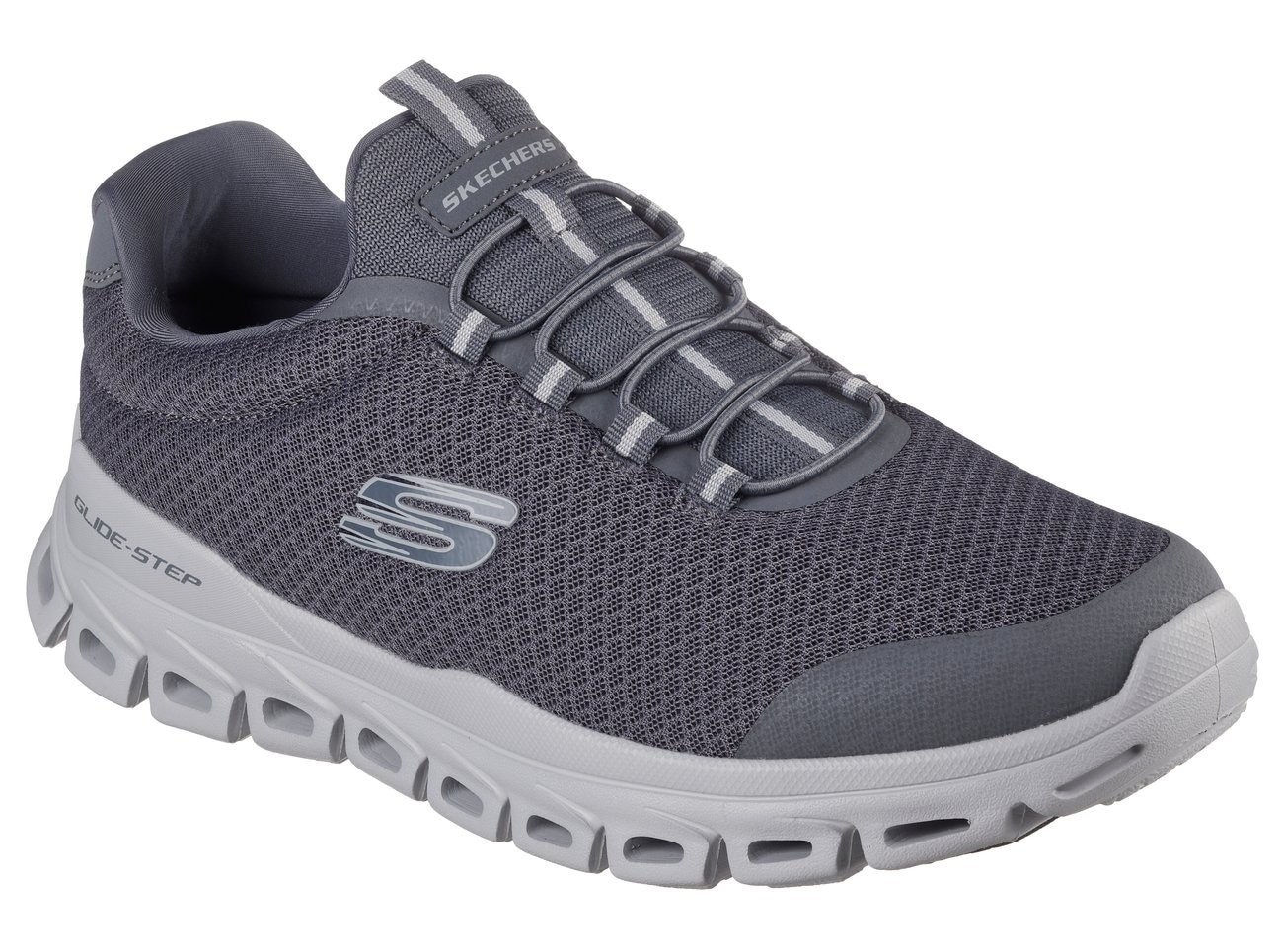 Slip-On Sneaker SKECHERS "GLIDE-STEP", Herren, Gr. 42, grau, Textil, Schuhe, Trekkingschuh, Freizeitschuh, Sneaker zum Schlupfen