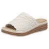Pantolette RIEKER, Damen, Gr. 36, beige (creme), Lederimitat, unifarben, klassisch, Schuhe, Sommerschuh, Schlappen, Hausschuh mit weicher Innensohle