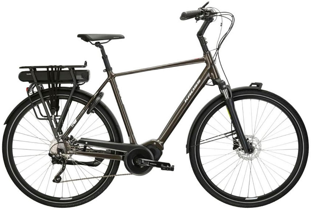 E-Bike KROSS "E-Citybike Sentio Hybrid 3.0 28 Zoll braun" Gr. 61, braun (braun, schwarz), Elektrofahrräder, 61cm, 28 Zoll (71,12cm), Pedelec, Elektrofahrrad für Damen und Herren Image