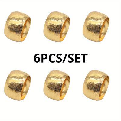 TEMU 6pcs/set New Simple Geometric Golden Napkin Ring Fashion Napkin Ring Table Decoration Western Food Ring Manufacturers Direct Sales Image